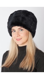 Black rex rabbit fur hat